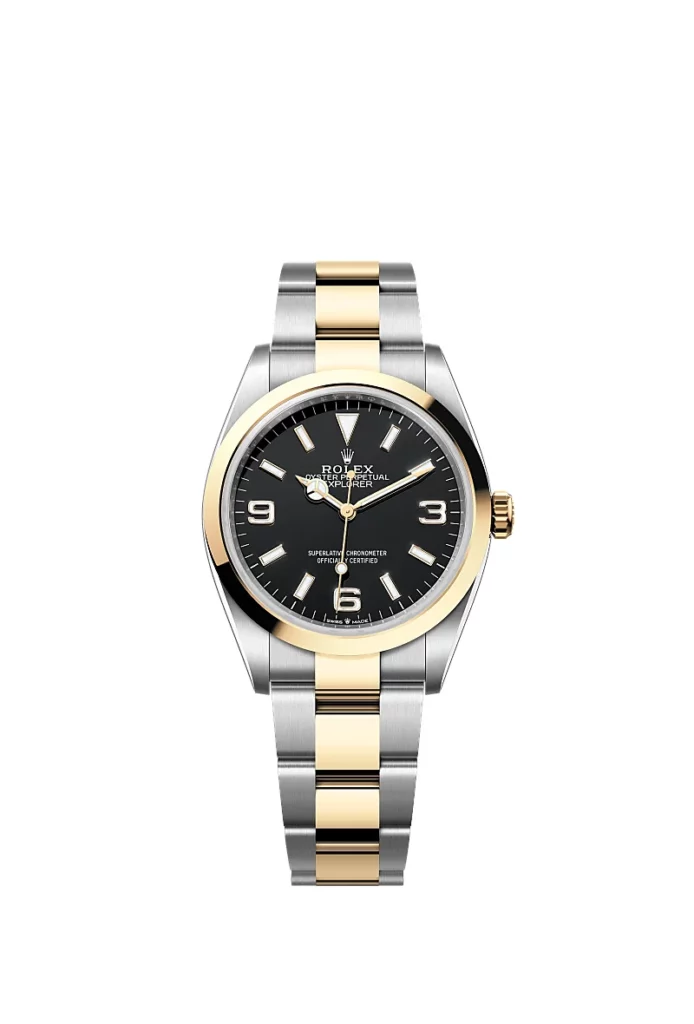 Rolex Explorer 36 Oyster, 36 mm, acier Oystersteel et or