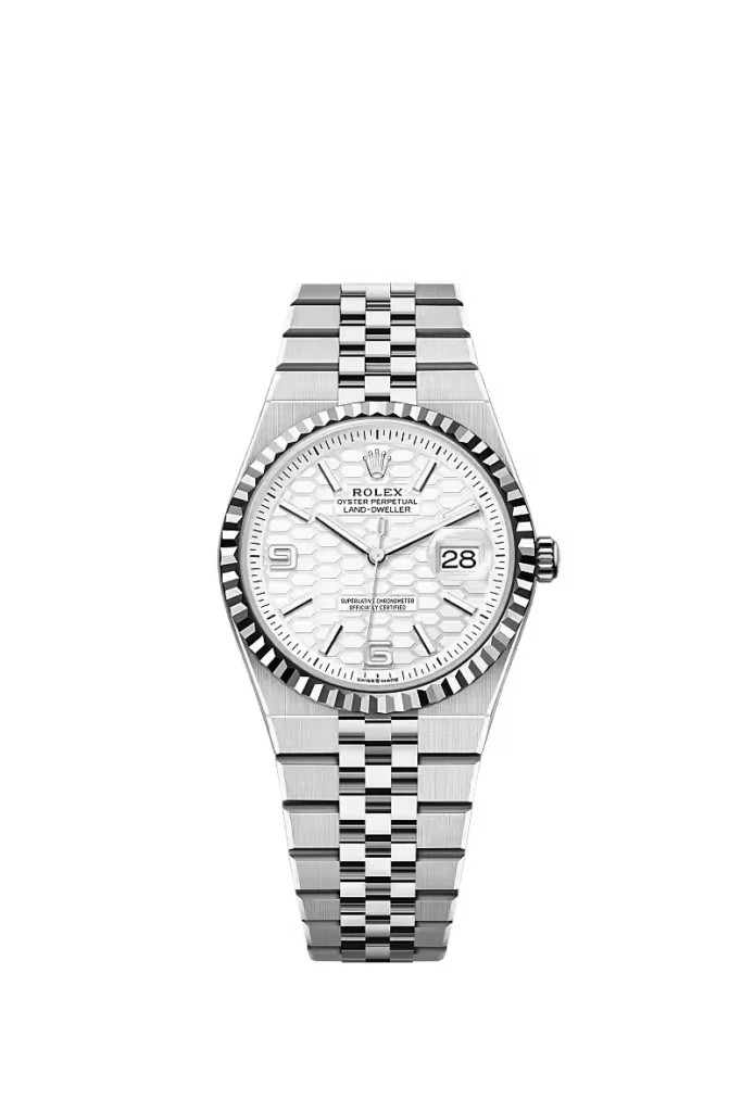 Rolex Land-Dweller 36 Oyster, 36 mm, acier Oystersteel et or gris