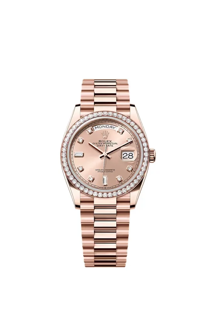 Rolex Day-Date 36 Oyster, 36 mm, or Everose et diamants