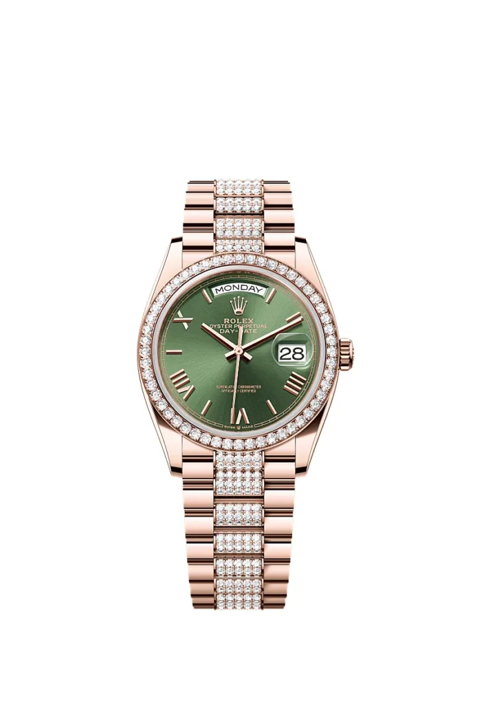 Rolex Day-Date 36 Oyster, 36 mm, or Everose et diamants