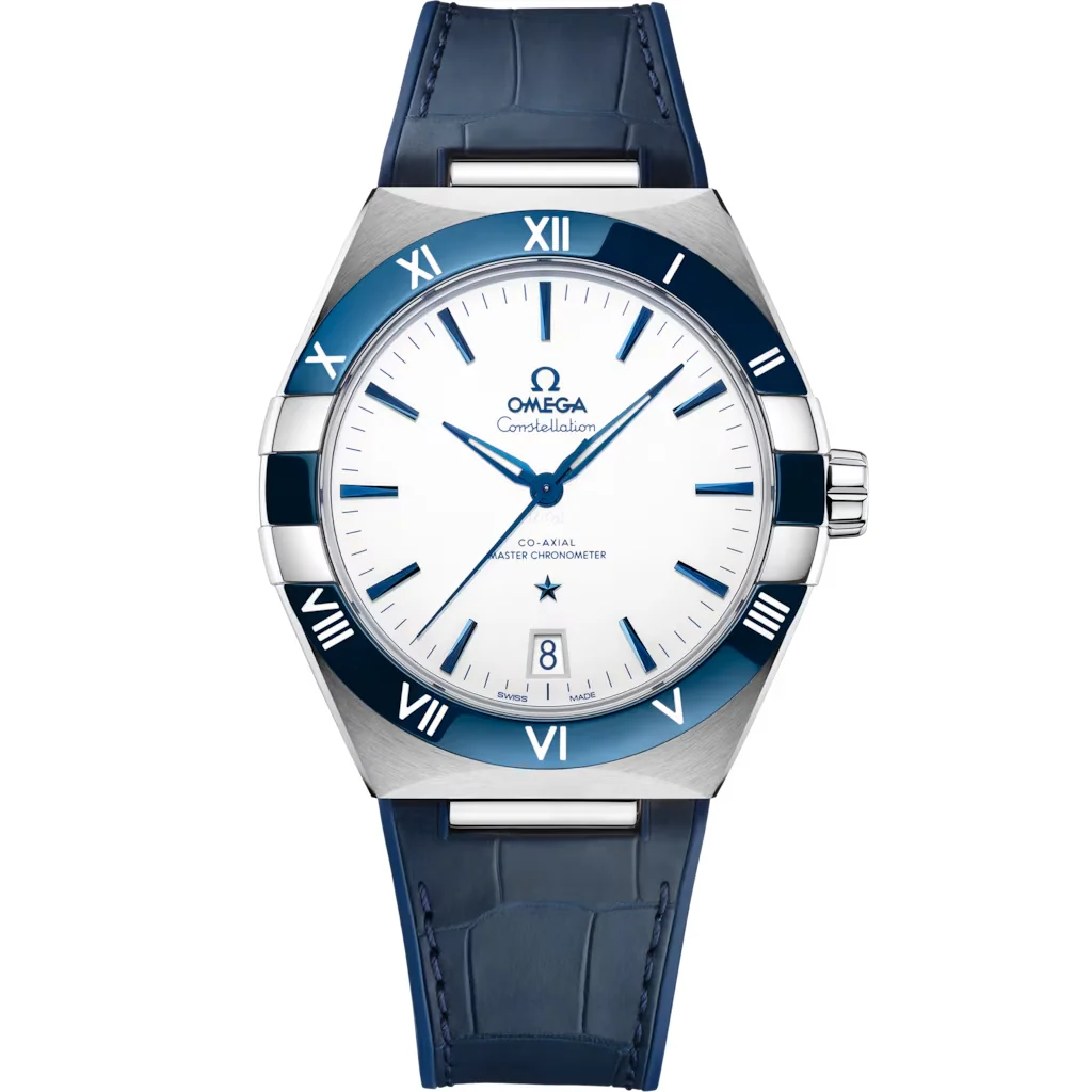 Omega Constellation 41 mm, acier sur bracelet en cuir