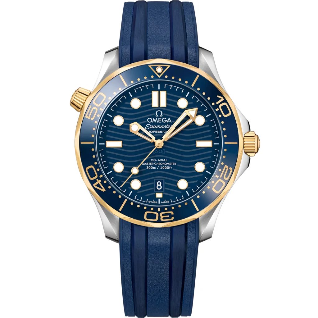Omega Seamaster Diver 300M 42 mm, acier - or jaune sur bracelet caoutchouc