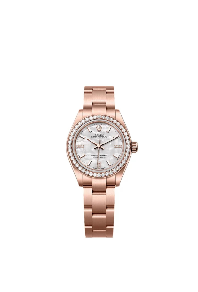 Rolex Oyster Perpetual 28 Oyster, 28 mm, or Everose et diamants