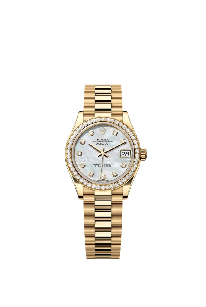Rolex Datejust 31 Oyster, 31 mm, or jaune et diamants