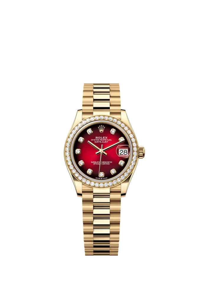 Rolex Datejust 31 Oyster, 31 mm, or jaune et diamants
