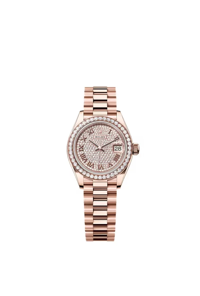 Rolex Lady-Datejust Oyster, 28 mm, or Everose et diamants