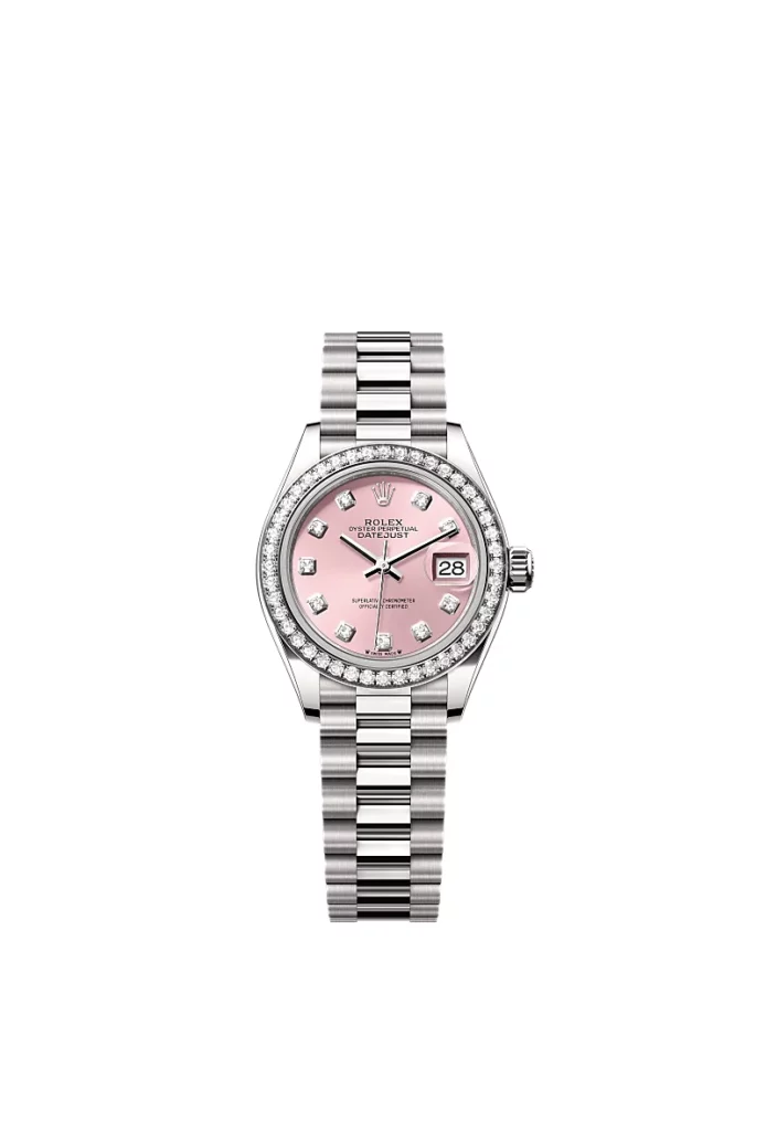 Rolex Lady-Datejust Oyster, 28 mm, or gris et diamants