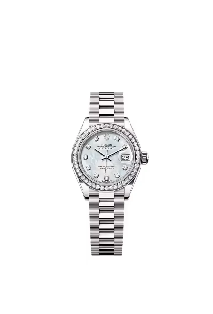 Rolex Lady-Datejust Oyster, 28 mm, or gris et diamants