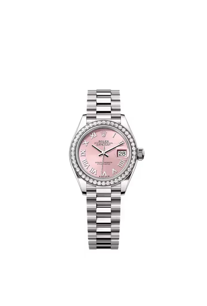 Rolex Lady-Datejust Oyster, 28 mm, or gris et diamants