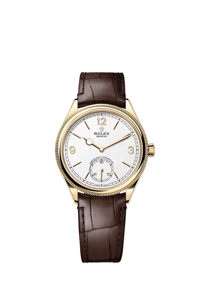 Rolex 1908 39 mm, or jaune 18 ct, finition polie