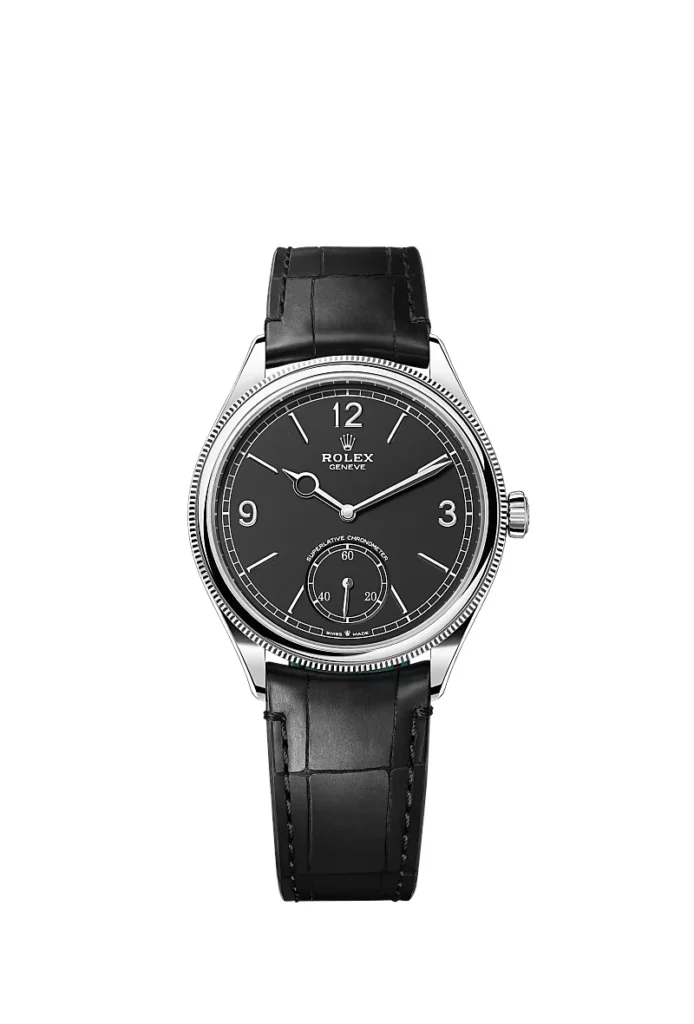 Rolex 1908 39 mm, or gris 18 ct, finition polie