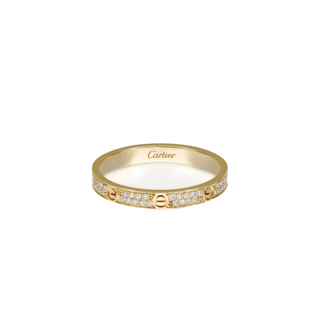 Bague LOVE, mini modèle, pavée
