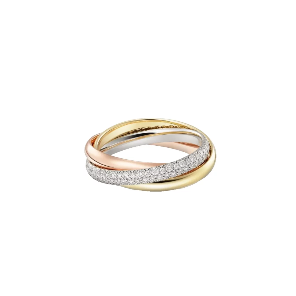 Bague Trinity, petit modèle, semi-pavée