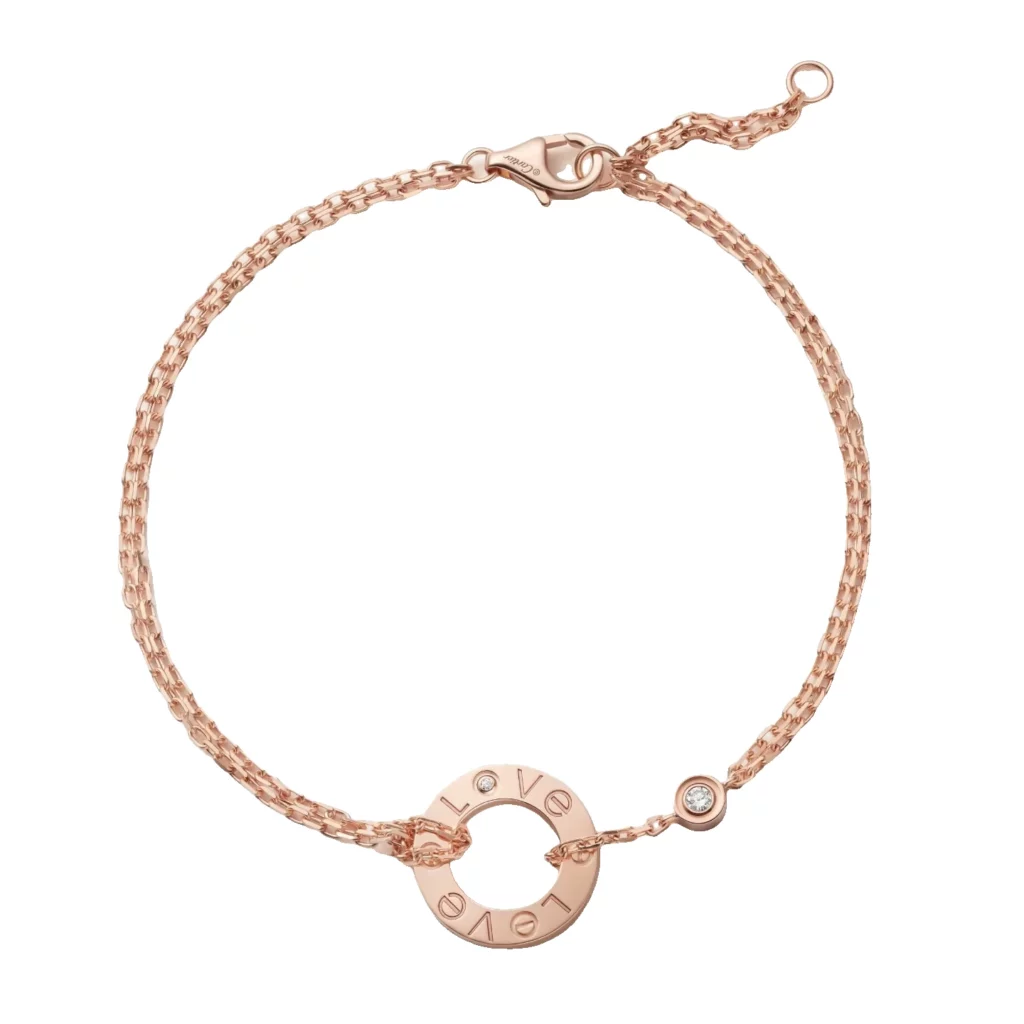 Bracelet LOVE, sur chaîne, 2 diamants