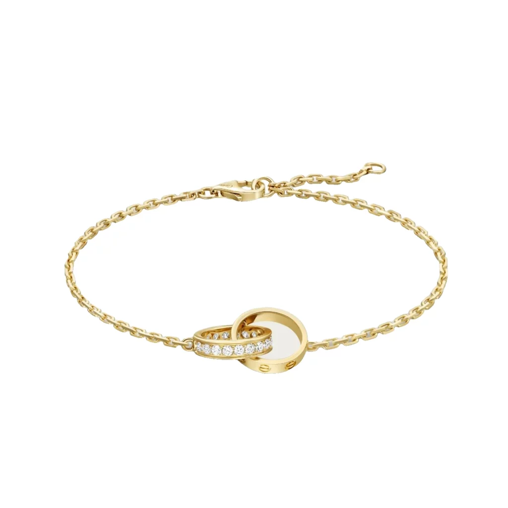 Bracelet LOVE, sur chaîne, semi-pavé