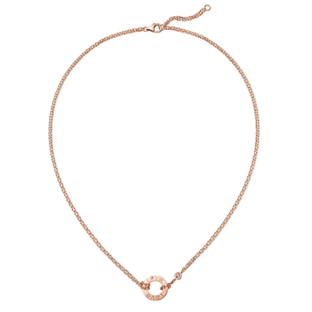 Pendentif LOVE, 2 saphirs roses