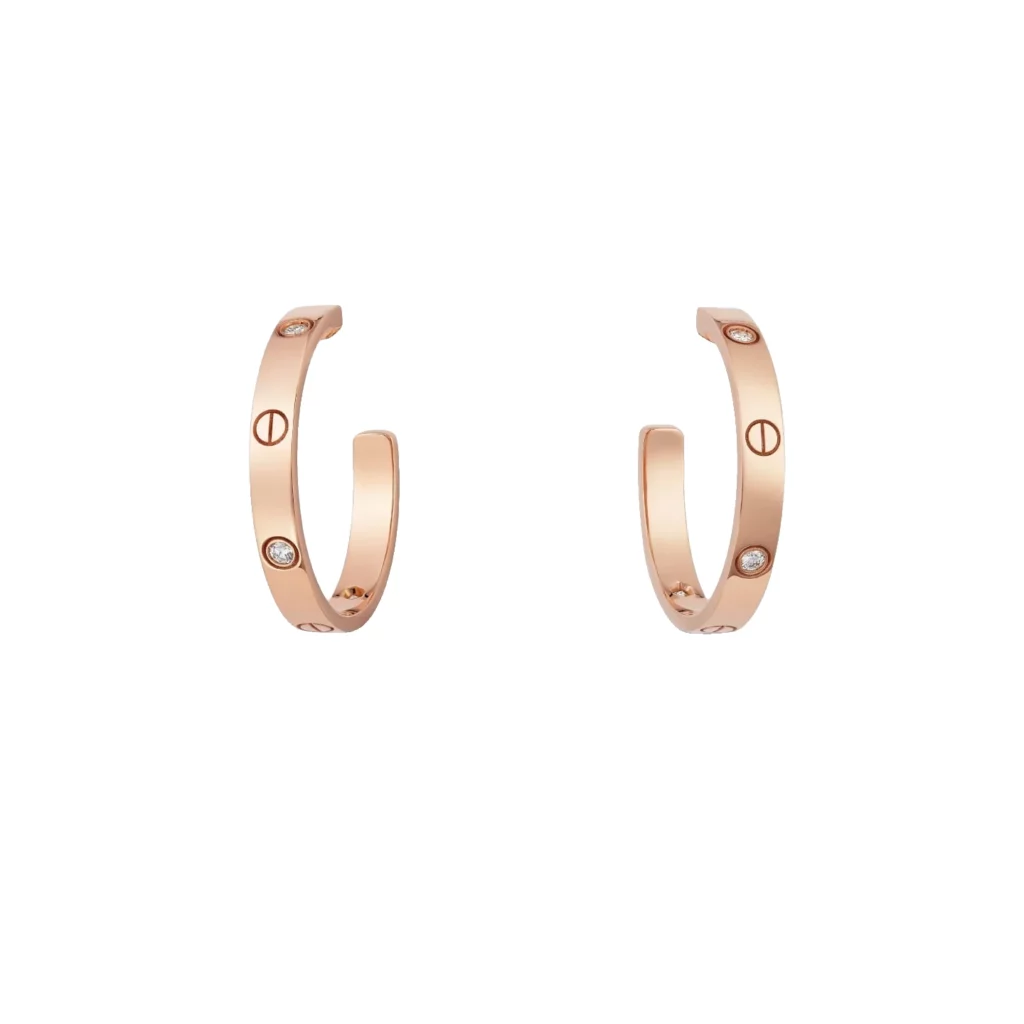 Créoles LOVE, moyen modèle, 6 diamants